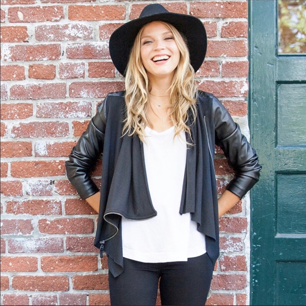 Splendid faux leather drape jacket